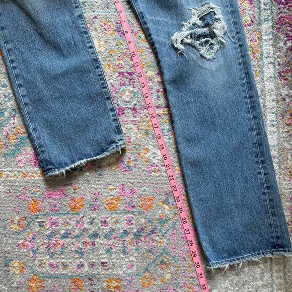 Moussy Vintage Plymouth Straight Blue High Rise Distressed Jeans Women's Size 28 - Picture 8 of 13